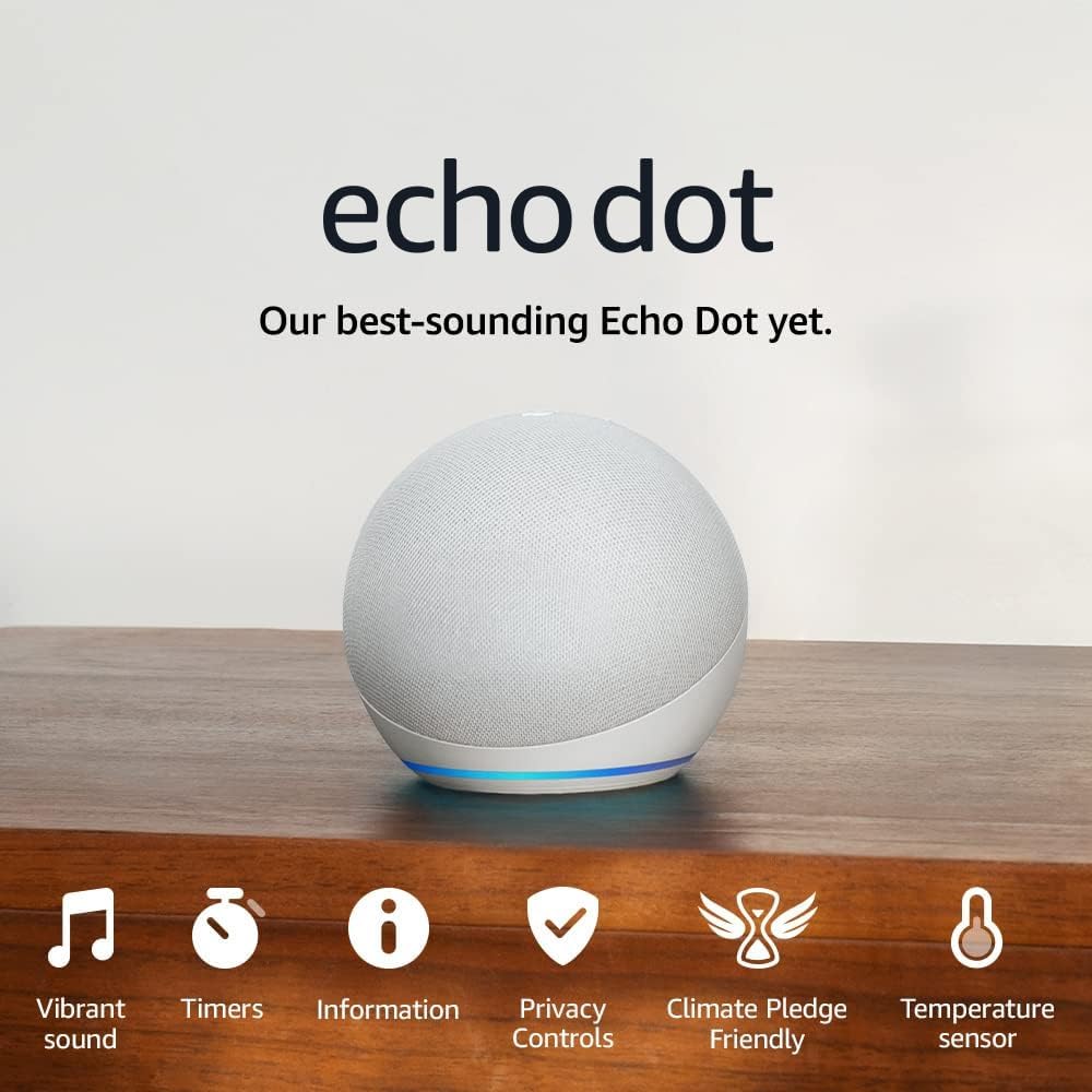 AMAZON Echo Dot (5th Gen) Smart Speaker with Alexa - Glacier White - 2